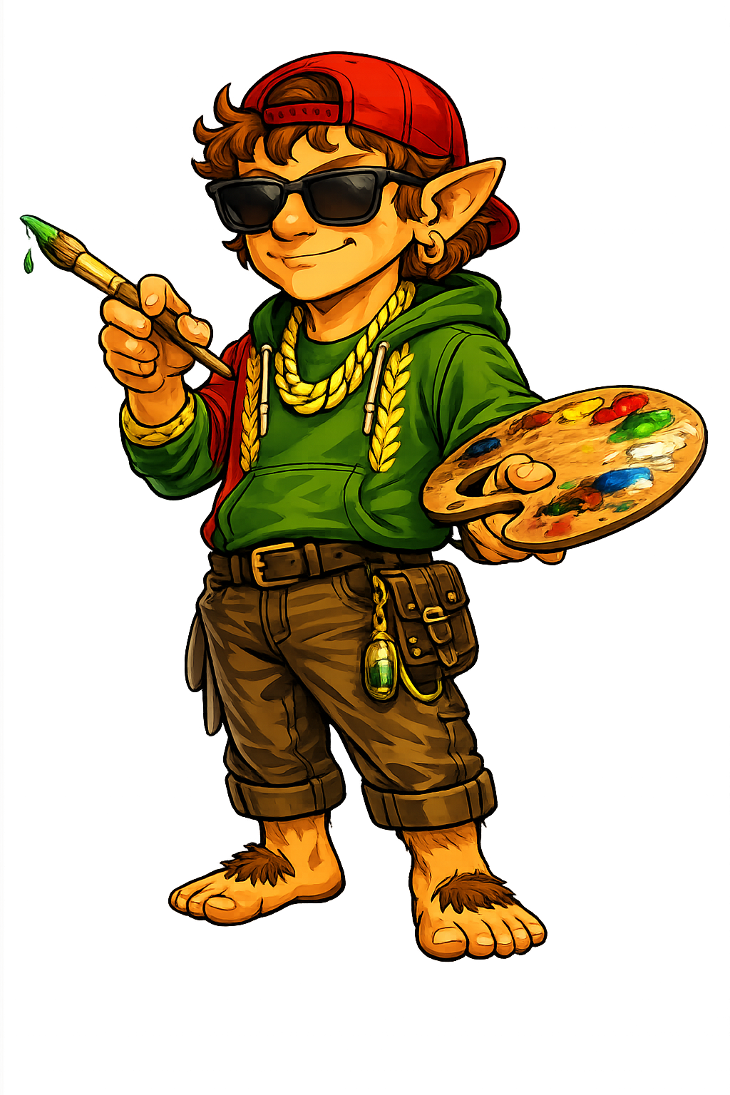 Bilbro the mascot painting, brush in hand