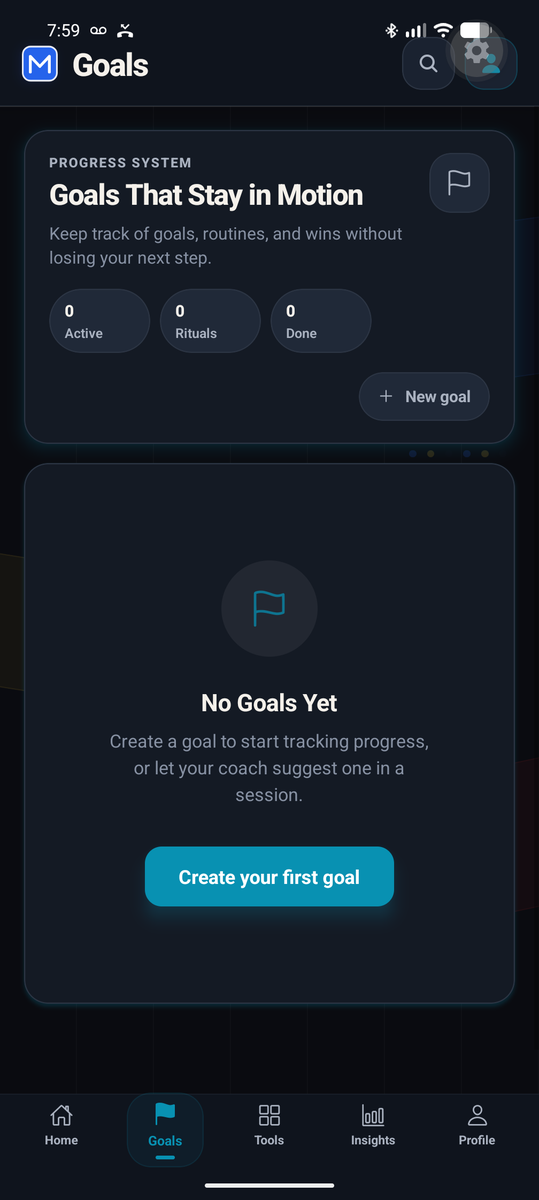 MeCoach goals view