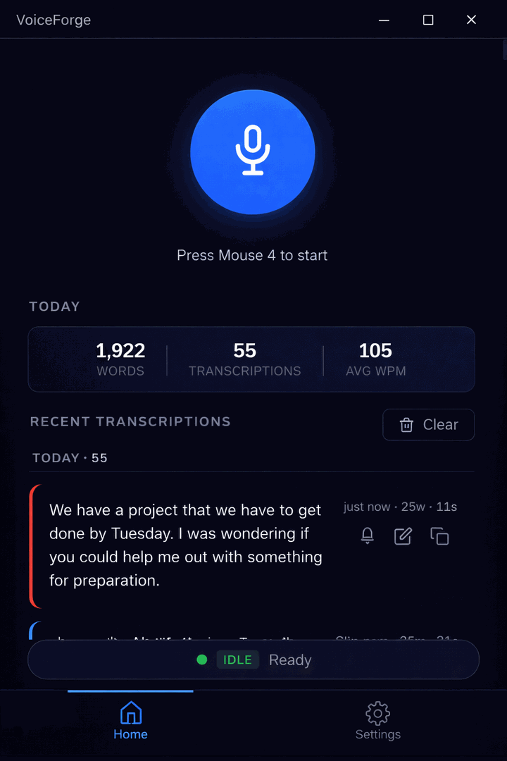VoiceForge idle