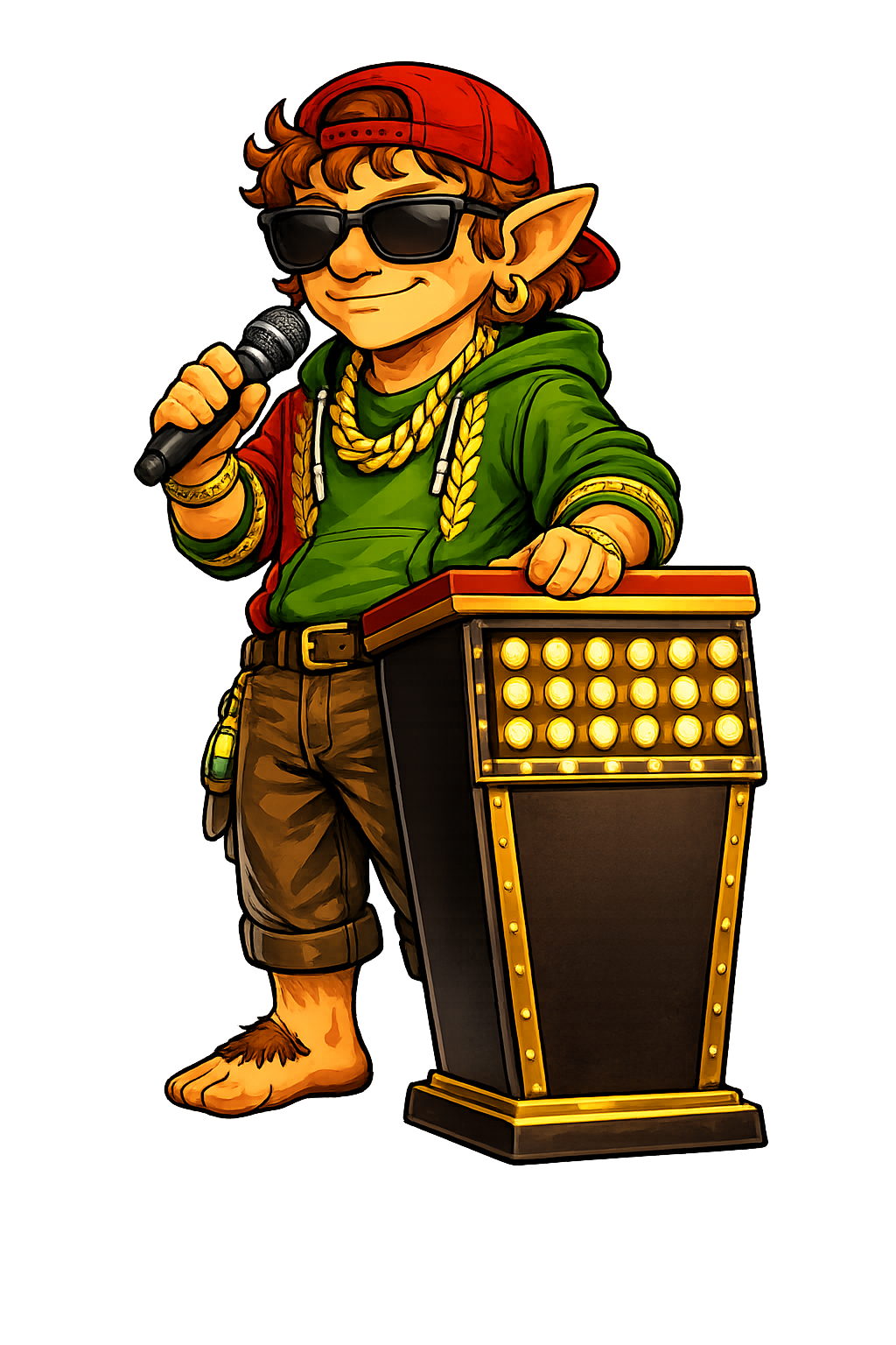 Bilbro the mascot hosting from a studio setup