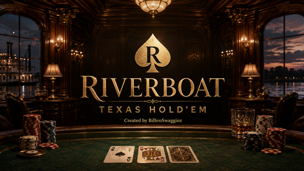 Riverboat's green poker table in a lamplit card room